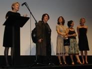 Mary Harron, Christine Vachon, two more of the film's producers, and lead actress Gretchen Mol